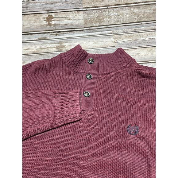 Chaps Men’s Sweater‎ 1/4 Button Elbow Patches Purple Size XL - Picture 1 of 6